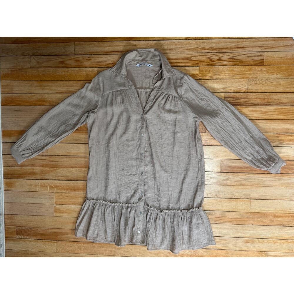 ZARA Women's Tan Button-Down DRESS - Picture 10 of 11